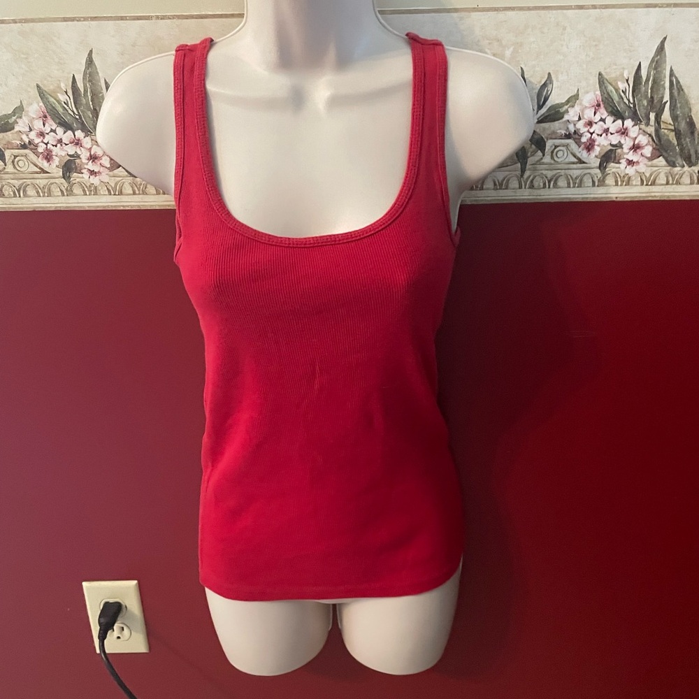 Faded Glory Red Ribbed Scoop Neck Tank